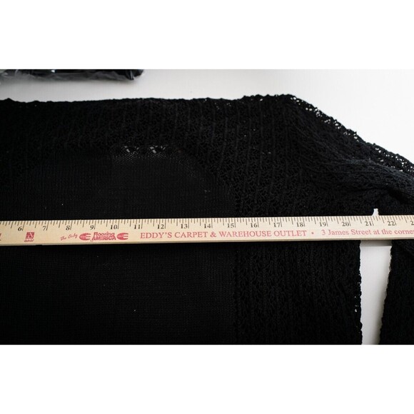 Belldini Cardigan open weave 1X plus Black cotton viscose Fall Sweater - Picture 6 of 7